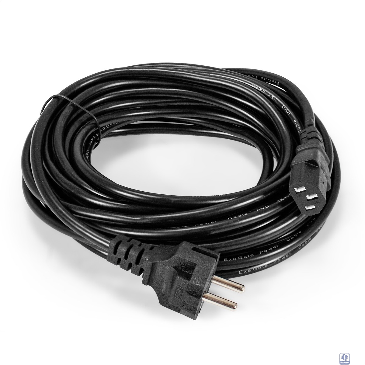Exegate EP280657RUS Кабель питания ExeGate Power PC-10P (Евровилка Schuko->С13) VDE-250V-3*1.0mm2, медь, черный, 10м
