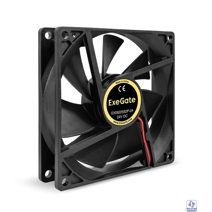 Exegate EX295208RUS Вентилятор 24В DC ExeGate EX09225S2P-24 (92x92x25 мм, Sleeve bearing (подшипник скольжения), 2pin, 2700RPM, 33.9dBA)