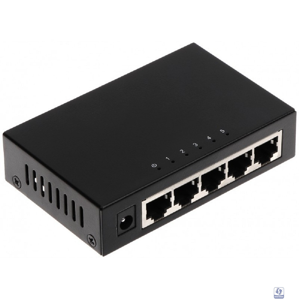 DAHUA DH-PFS3005-5GT 5-портовый гигабитный неуправляемый коммутатор, 5xRJ45 1Gb, коммутация 10 Гбит/с, MAC-таблица 2К, металл