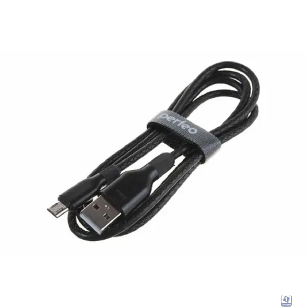 PERFEO Кабель USB A вилка - C вилка, 2.4A, черный, силикон, длина 1 м., ELASTIC (U4718)
