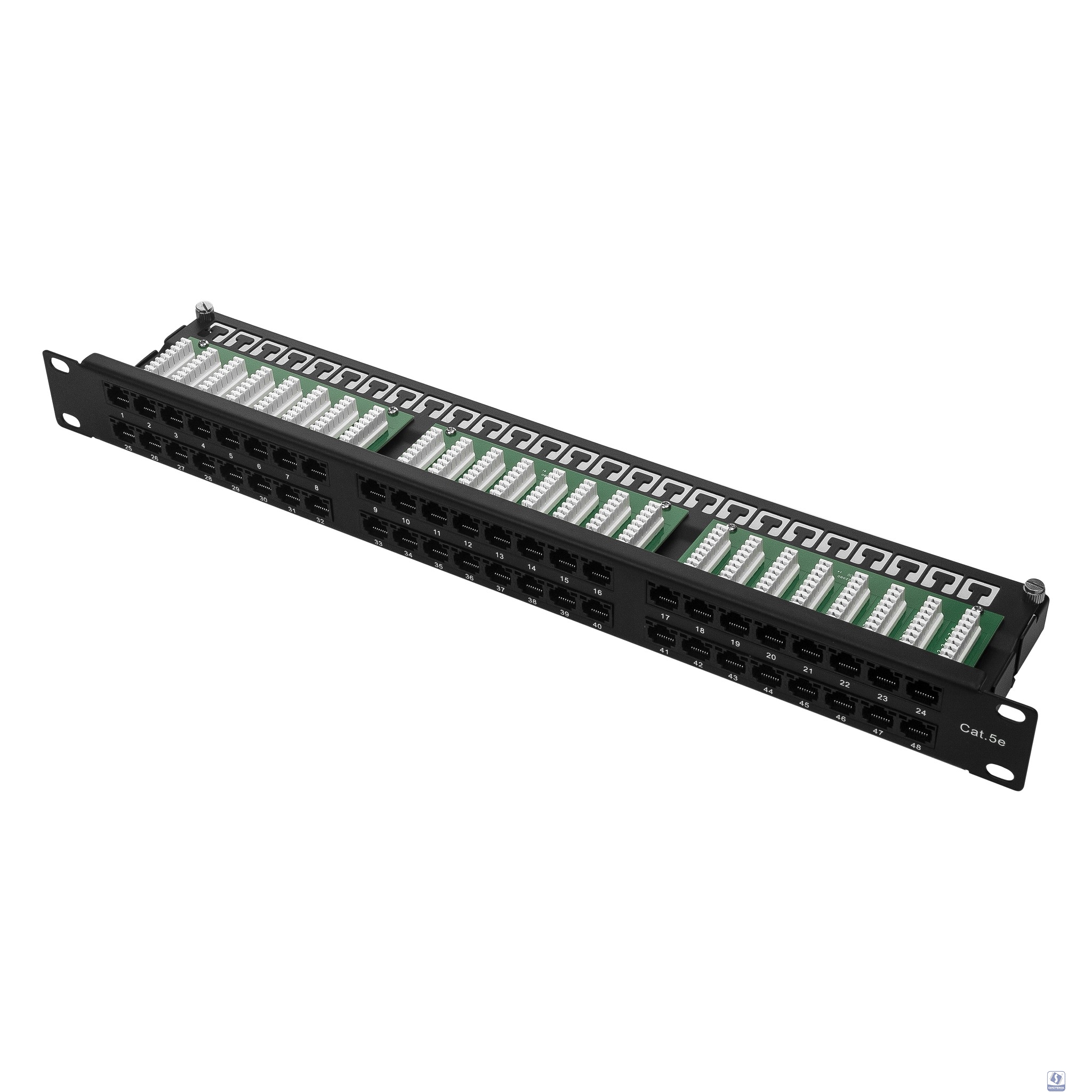 Патч-панель 19" NEOMAX [NM-PP-1U48P-UC5E-D-105-BK] 1U, 48 портов, кат.5E, UTP, Dual IDC, цвет черный