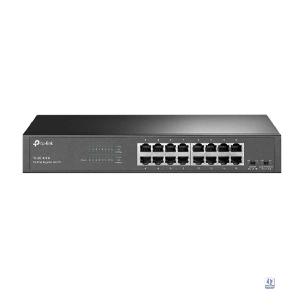 TP-Link TL-SG1016D Коммутатор с 16 гигабитными портами для размещения на столе или в стойке