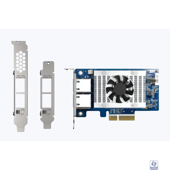 Сетевая карта/ QNAP QXG-10G2T-X710 LAN Expansion Card, PCIe Gen3 x4, Two 10GbE (10G / 5G / 2.5G / 1G / 100M)) Ports with SR-IOV and iSCSI, Block-based, Supports Multiple Virtual Disk Modes