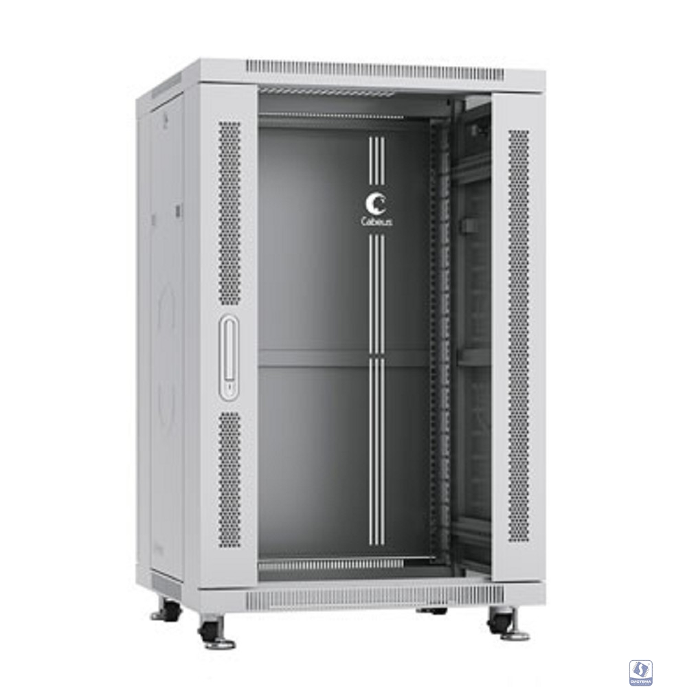 Cabeus SH-05C-18U60/60 Шкаф монтажный телекоммуникационный 19" напольный для распределительного и серверного оборудования 18U 600x600x988mm (ШхГхВ) передняя стеклянная и задняя сплошная металлическая 