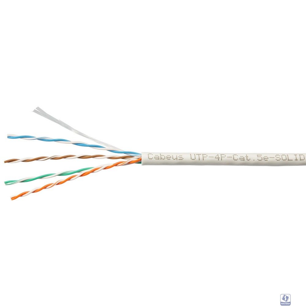 Cabeus UTP-4P-Cat.5e-SOLID-LSLTx-GY-100 Кабель витая пара UTP (U/UTP), категория 5e, 4 пары (24 AWG), одножильный, нг(А)-LSLTx, серый (100 м)