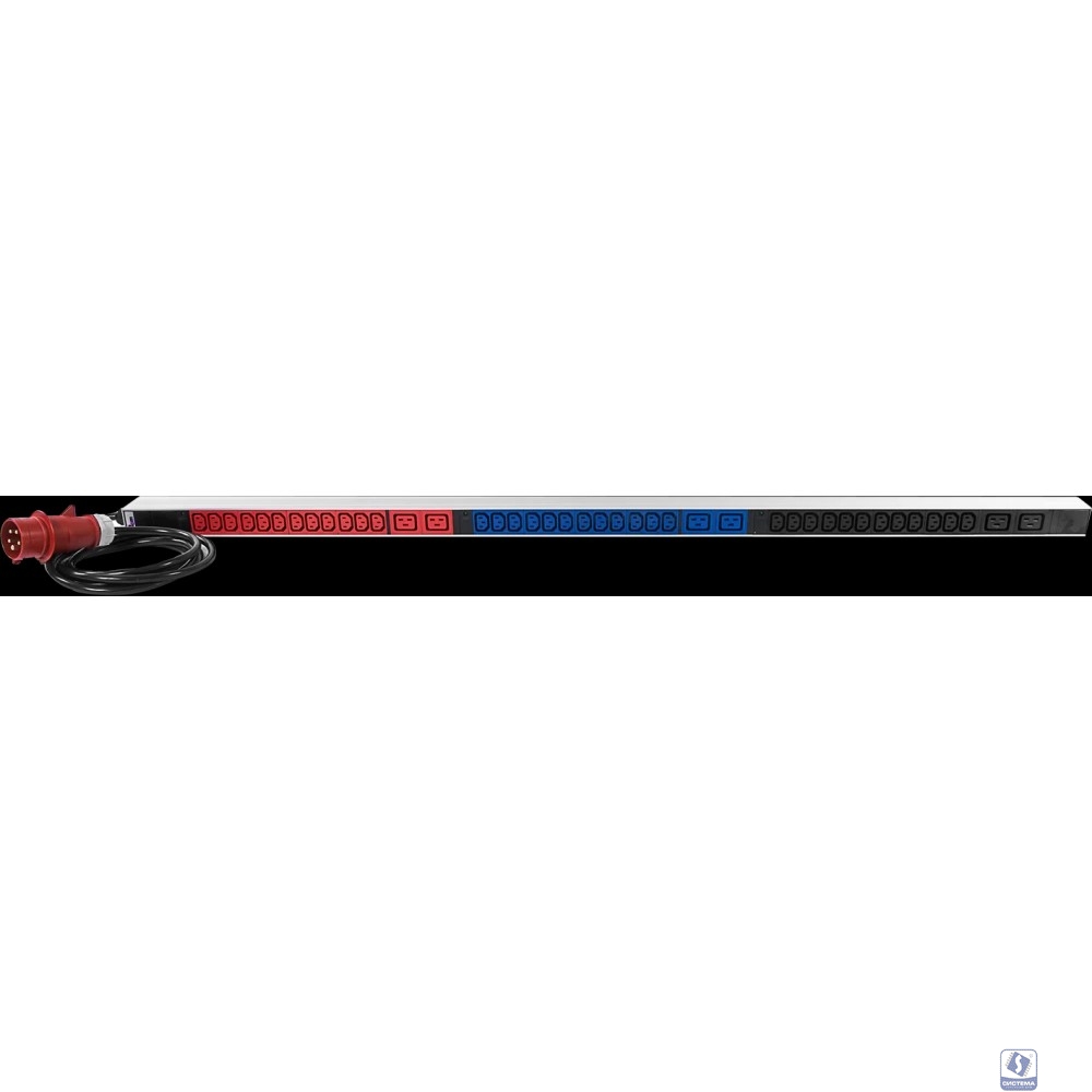 REM Верт блок розеток Rem-3x16, 3 фазы 16A, инд, 36 C13, 6 C19, 1420 мм, вх IEC 309, шнур 3 м