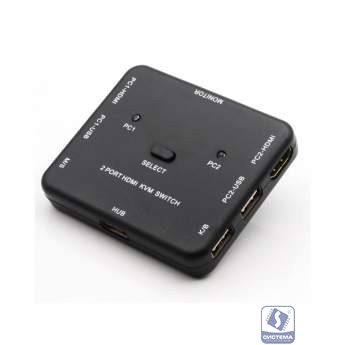 ORIENT HS21, HDMI KVM переключатель на 2 устройства, порты HDM + 2xUSB (клавиатура+мышь), поддержка 4K@30Hz, кнопка переключения на корпусе, не требуется внешнее питание (31066)