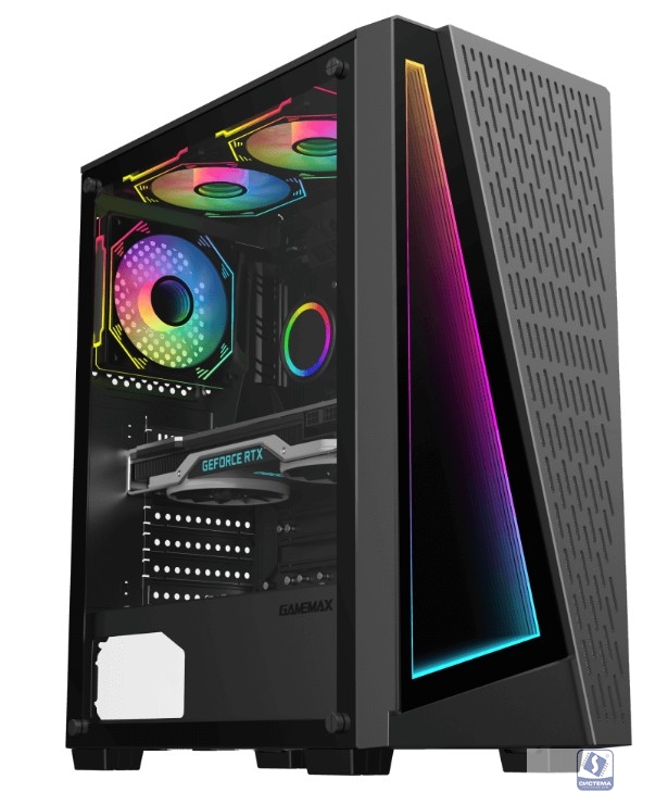 GameMax Корпус Prism (Midi Tower, ATX, Черн., Зак. стекл., 1*USB3.0, 2*USB2.0, 3*120 ARGB)