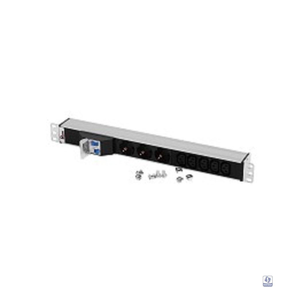 REM Блок розеток Rem-32 с авт., 3 Schuko, 5 IEC 60320 C13, 32А, алюм., 19", колодка (R-32-3S-5C13-A-440-K)