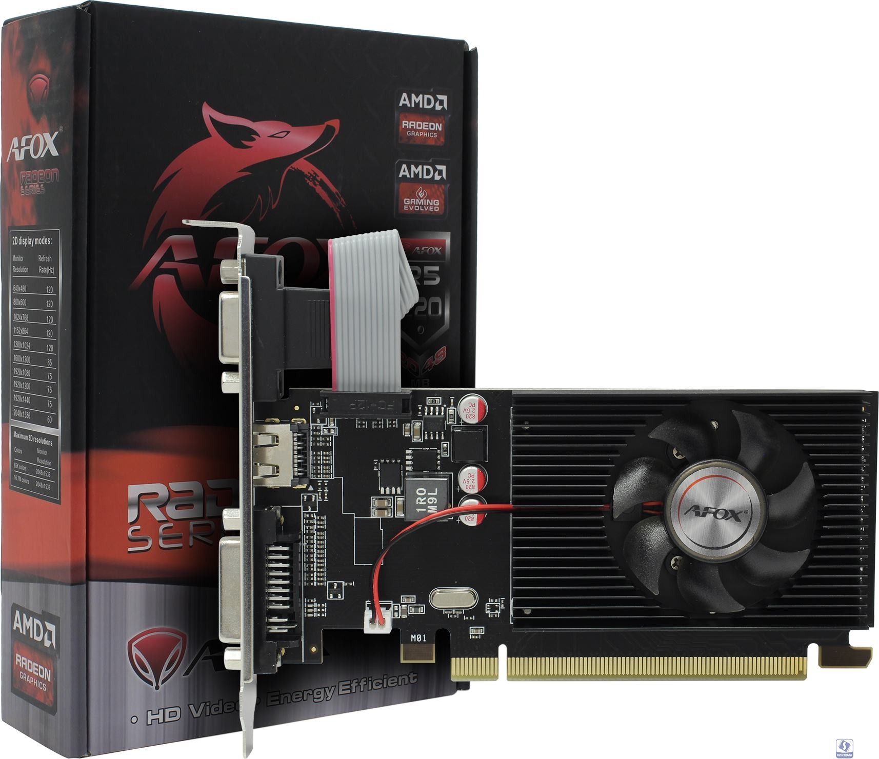 Видеокарта AFOX  PCI-E  R5 220 2GB DDR3 64bit DVI HDMI (AFR5220-2048D3L5) RTL