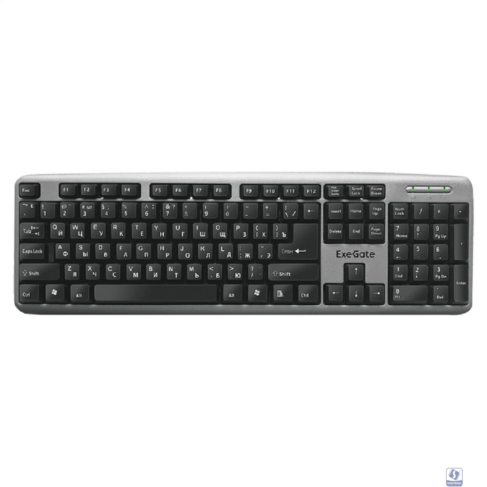 Exegate EX264086RUS Клавиатура Exegate LY-401, <USB, серебристый корпус, 104кл, Enter большой> Color box