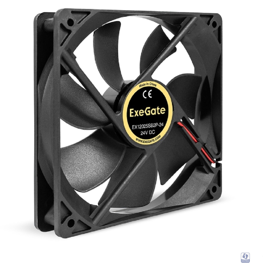 Exegate EX295211RUS Вентилятор 24В DC ExeGate EX12025B2P-24 (120x120x25 мм, 2-Ball (двойной шарикоподшипник), 2pin, 2150RPM, 35.3dBA)