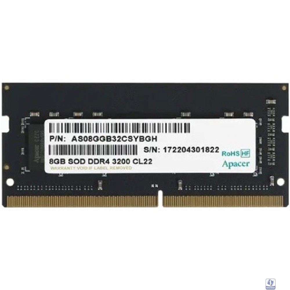 Apacer DDR4 SODIMM 8GB 3200MHz  (PC4-25600) CL22 1.2V (Retail) 1024*8  3 years (AS08GGB32CSYBGH/ES.08G21.GSH)