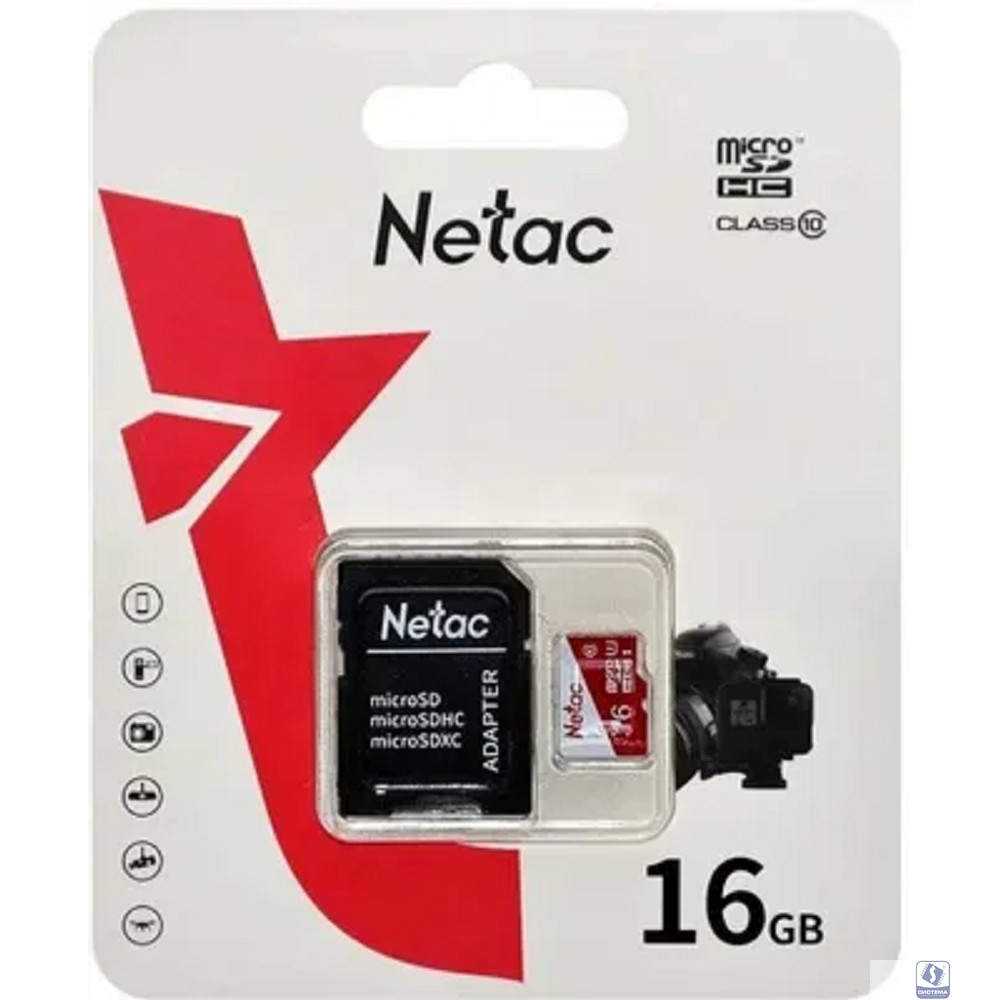 Micro SecureDigital 16GB Netac  P500 ECO <NT02P500ECO-016G-R>  (с SD адаптером)