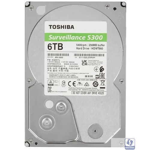 6TB Toshiba Surveillance S300 (HDWT860UZSVA/HDKPB06Z0A01S) 