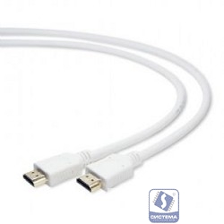 Кабель HDMI Cablexpert CC-HDMI4-W-1M, 19M/19M, v2.0, медь, позол.разъемы, экран, 1м, белый, пакет