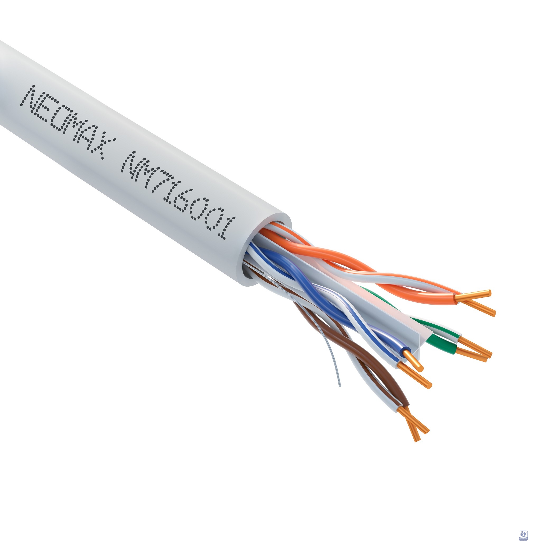 Кабель NEOMAX [NM716001] U/UTP cat.6 4x2x0.57, 23 AWG, Медь, внутренний, PVC, 305м, серый;  Fluke Tested