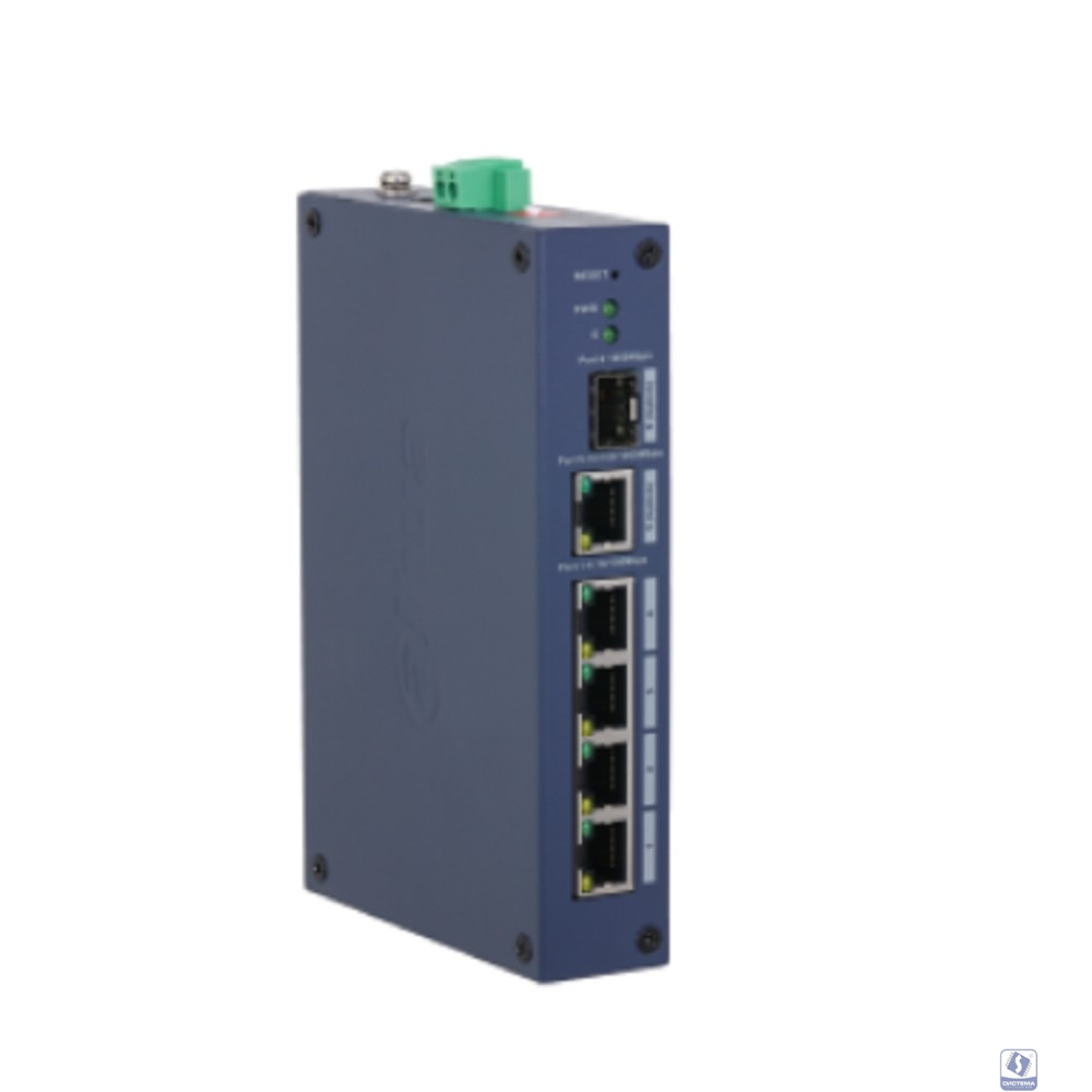 DAHUA DH-CHS4106-4ET 6-портовый коммутатор облачный 4 RJ45 10/100Мбит/с, 1 RJ45 10/100/1000Мбит/с (uplink), 1 SFP 1000Мбит/с (uplink  IP30, IK06; DIN-рейку