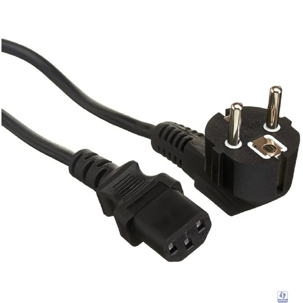 Exegate EX297781RUS Кабель питания Power PC-1,5P (Евровилка угловая Schuko->C13, VDE-250V-3*0.75mm2, медь, черный, 10A, 1.5м)