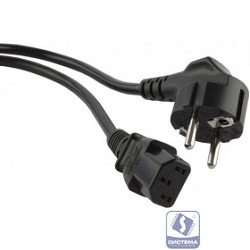 Hyperline PWC-IEC13-SHM-10-BK Кабель питания компьютера (Schuko+C13) (3x1.00), 10A, угловая вилка, 10 м