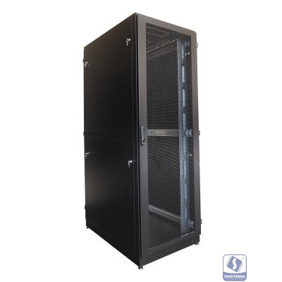 ЦМО Шкаф серверный напольный 48U (600 х 1200) дверь перфорированная, задние двойные перфорированные, цвет черный ШТК-М-48.6.12-48АА-9005