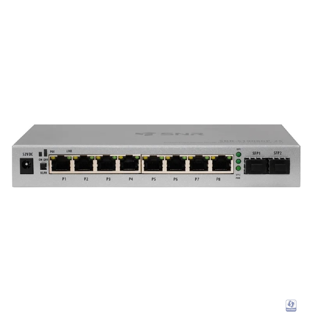 SNR SNR-S1908GP-2S Неуправляемый POE коммутатор уровня 2, 8 порта 10/100/1000Base-T, 2 порта 1000Base-X (SFP)