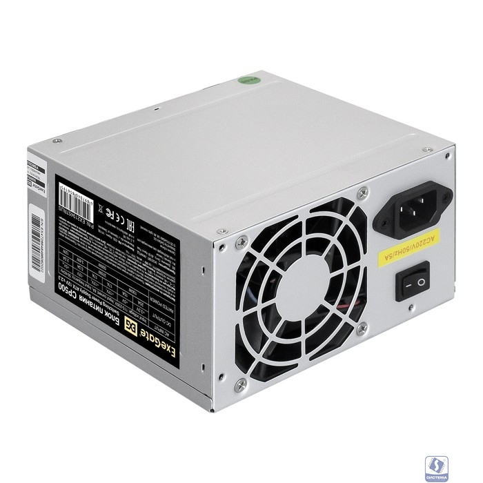 Exegate EX219457RUS-PC Блок питания 500W ExeGate CP500 (ATX, PC, 8cm fan, 24pin, 4pin, 3xSATA, 2xIDE, кабель 220V в комплекте)