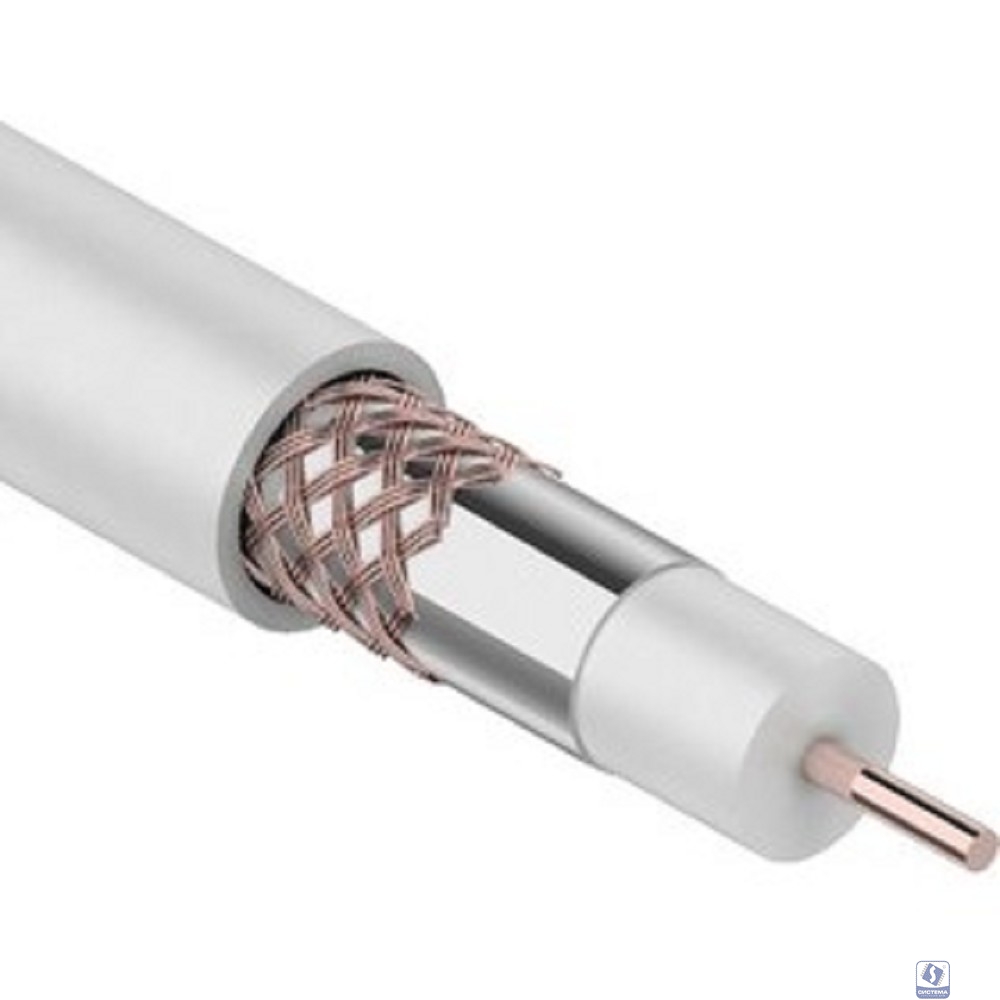 Rexant (01-2221) Кабель коаксиальный RG-6U, 75Ом, Cu/Al/Cu, 64%, 100м, INDOOR, белый