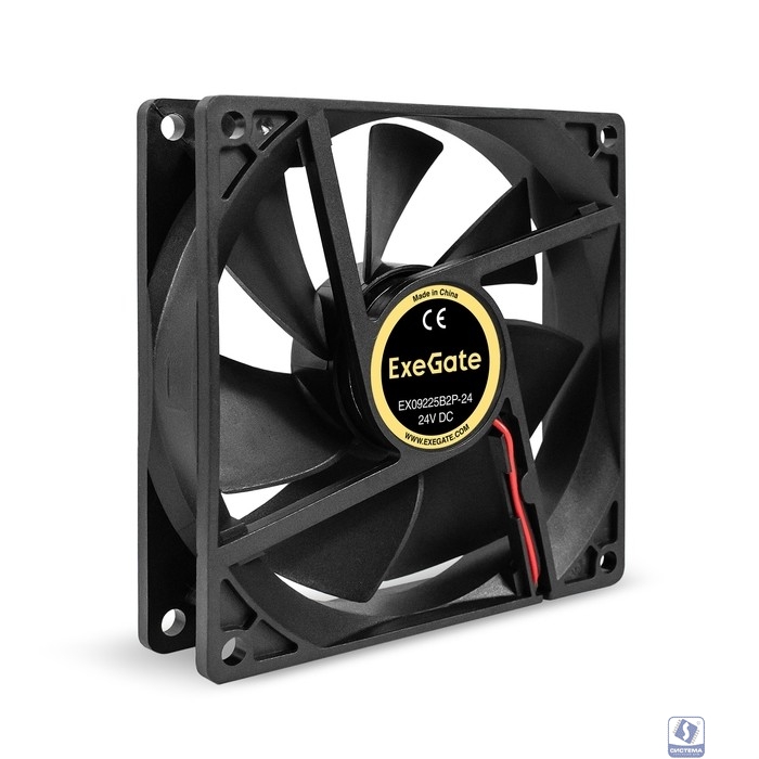 Exegate EX295209RUS Вентилятор 24В DC ExeGate EX09225B2P-24 (92x92x25 мм, 2-Ball (двойной шарикоподшипник), 2pin, 2750RPM, 34.4dBA)