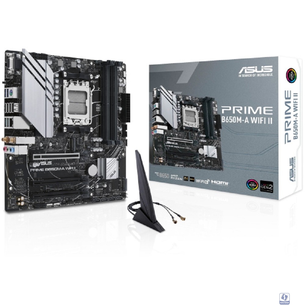 ASUS PRIME B650M-A WIFI II RTL (Socket AM5, mATX, 4xDDR5(128GB), VGA/DP/HDMI, 3xPCIe 4.0x16, 2,5xLAN, 4xSATA 6Gb/s, 2xM.2,  WiFi 6E, 1xType-С, 2xUSB 3.1, 2xUSB 3.2, 4xUSB 2.0, 1xPS/2)