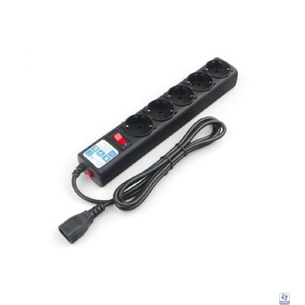PowerCube Фильтр-удлинитель (SPG5-В3) 3.0 м, 5 розеток, д/подкл. к UPS (C14), 10А/2,2кВт, черный