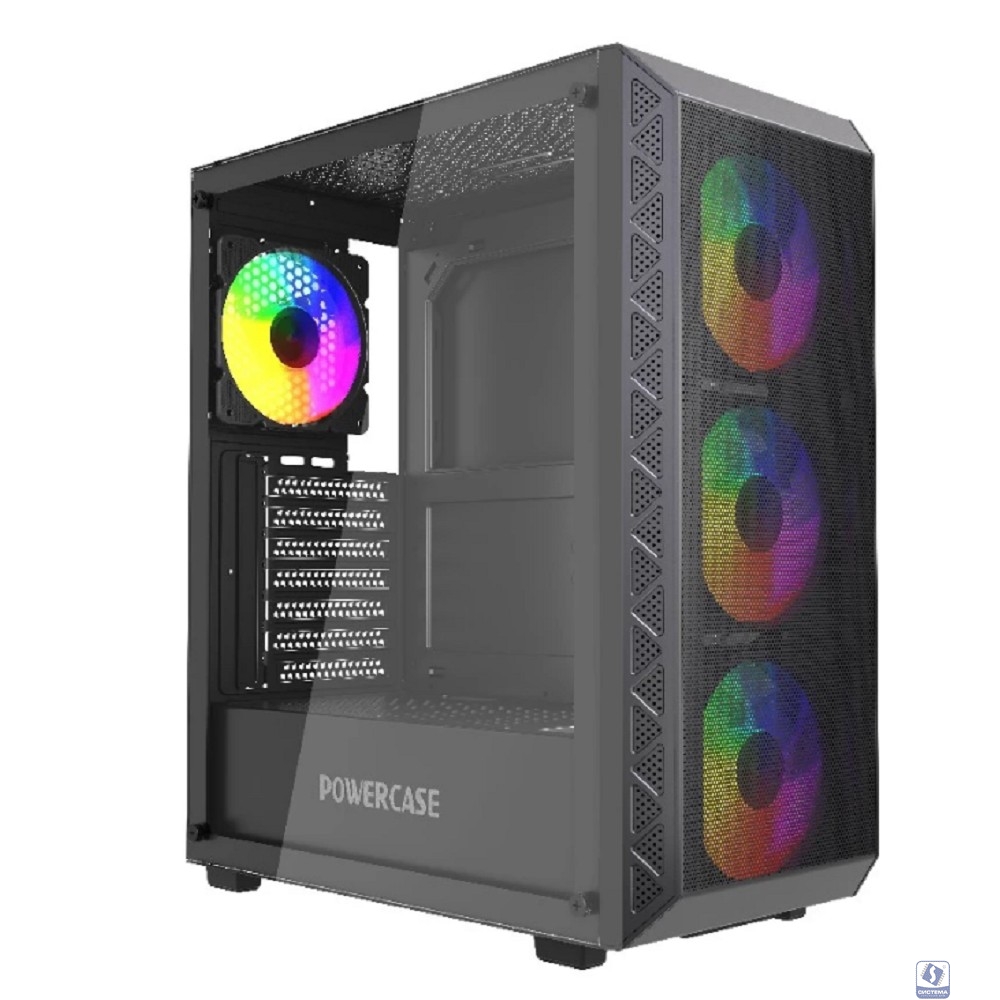 Powercase Корпус Mistral S4B, Tempered Glass, 4x 120mm FRGB Fans, чёрный, ATX  (CMSB-L4)