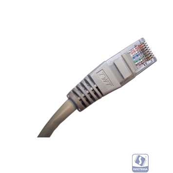 Патч-корд TWT UTP кат.5e, с заливными колпачками, 0.5 м, серый