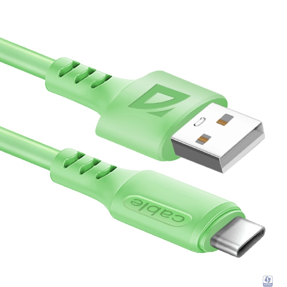 Defender USB кабель F207 TypeC, green, 1м,2.4А,силикон,пакет (87106GRN)