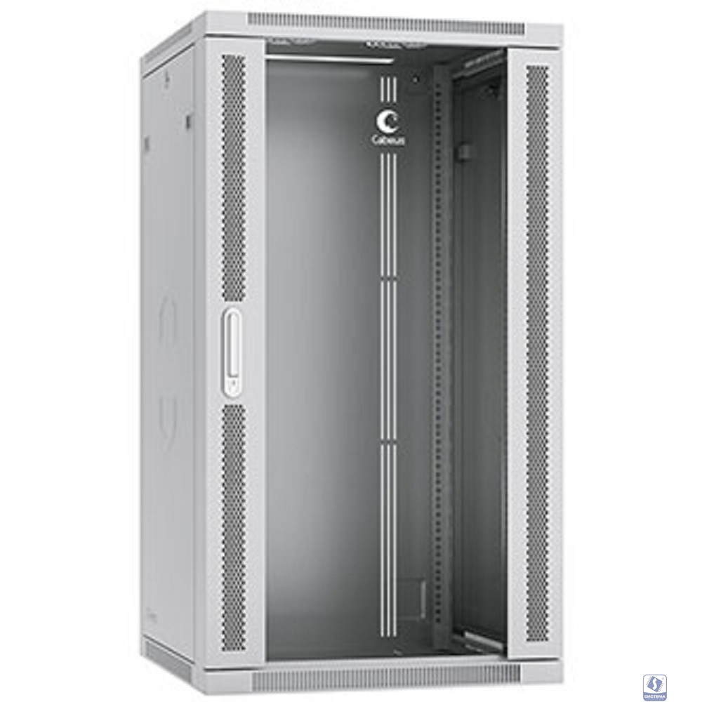 Cabeus SH-05F-22U60/60-R Шкаф телекоммуникационный настенный разобранный 19" 22U 600x600x1082mm (ШхГхВ) дверь стекло, цвет серый (RAL 7035)