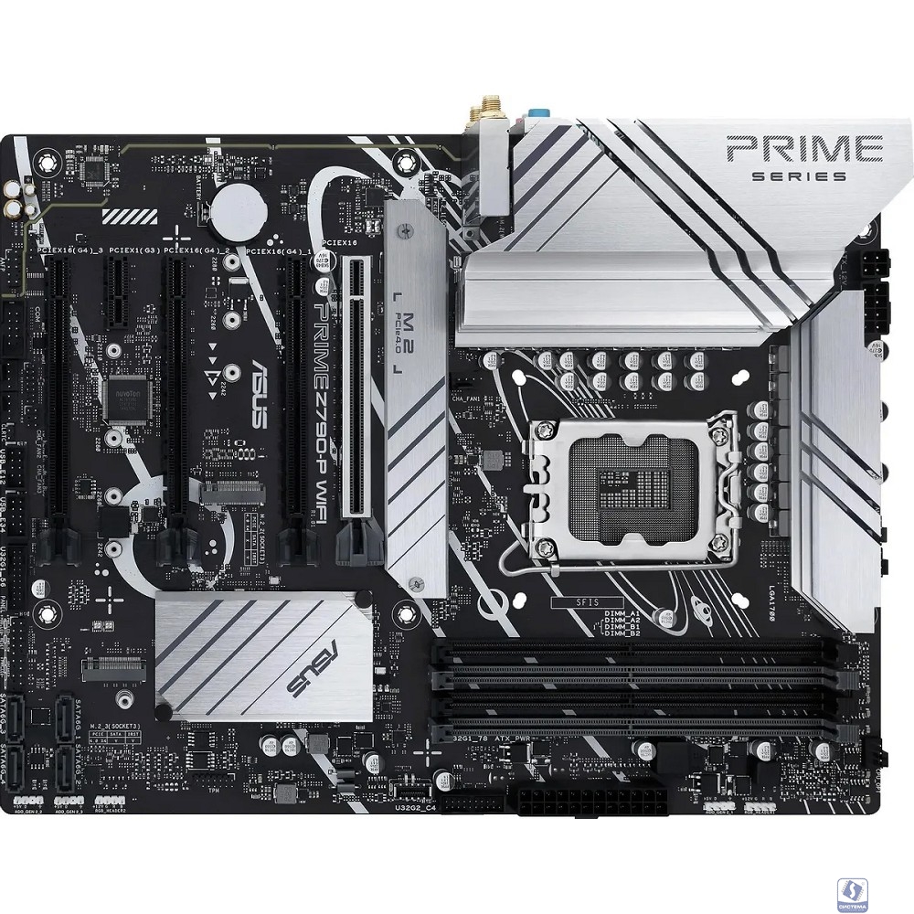 ASUS PRIME Z790-P WIFI (Socket 1700, ATX, 4xDDR5(192GB), DP/HDMI, 1xPCIe 5.0x16/3xPCIe 4.0x16/1xPCIe 3.0, 1xLAN (2.5GbE), Wi-Fi, BT, 4xSATA 6Gb/s, 3xM.2, 1xType-C, 3xUSB 3.2, 4xUSB 2)
