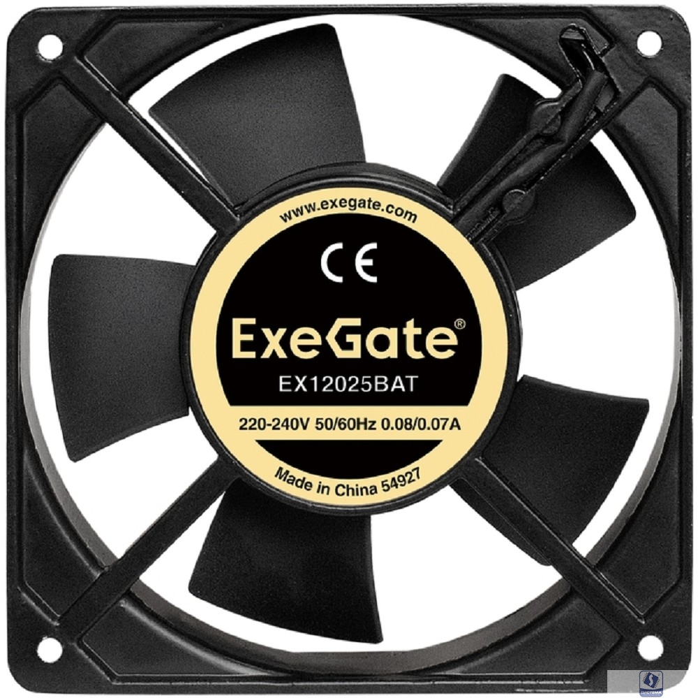 Exegate EX289014RUS Вентилятор 220В ExeGate EX12025BAT (120x120x25 мм, 2-Ball (двойной шарикоподшипник), клеммы, 2200RPM, 33dBA)