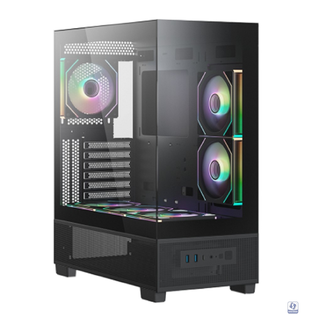 XASTRA Корпус Q500 6ARGB-C10-UC Black ATX/Aquarium/Screewless/ 6x120mm ARGB PWM FM fans/Argb+PWM HUB 10port/ Type-C/ Q500-6FM12A-C10-UC