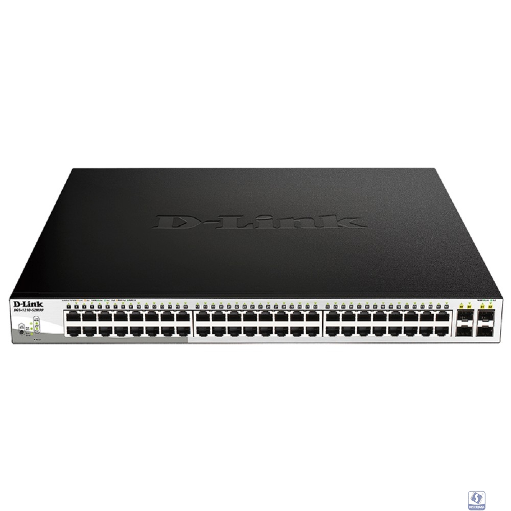 D-Link DGS-1210-52MPP/E2A PROJ Управляемый L2 коммутатор с 48 портами 10/100/1000Base-T и 4 портами 1000Base-X SFP (порты 1-48 PoE 802.3af/at, PoE-бюджет 740 Вт)