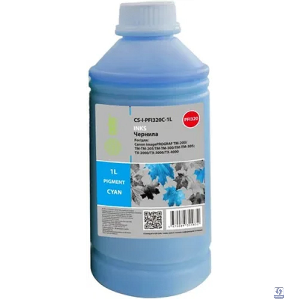 Чернила Cactus CS-I-PFI320C-1L PFI-320/120 голубой1000мл для Canon imagePROGRAF TM-200/TM-205/TM-300/TM-30