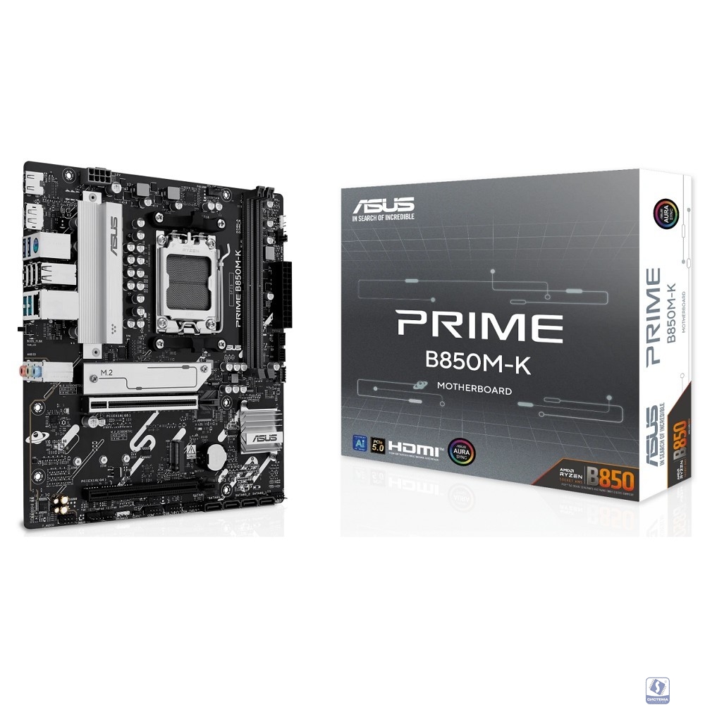 ASUS PRIME B850M-K (Socket AM5, mATX, 2xDDR5(128GB), DP/HDMI, 1xPCIe 5.0x16/1xPCIe 4.0x16, 1xLAN (2.5GbE), 4xSATA 6Gb/s, 2xM.2, 1xType-C, 4xUSB 3.2, 4xUSB 2.0, PS/2)