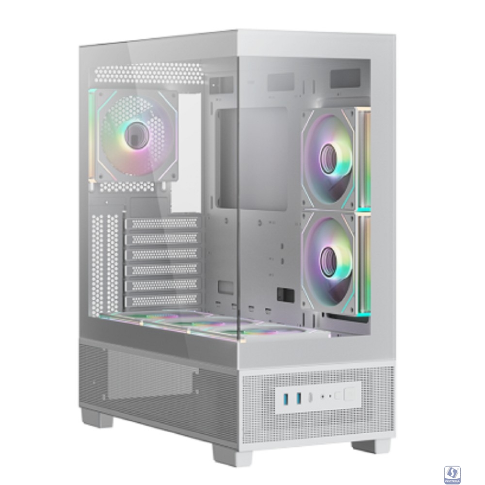 XASTRA Корпус Q500 6ARGB-C10-UC White ATX/Aquarium/Screewless/ 6x120mm ARGB PWM FM fans/Argb+PWM HUB 10port/ Type-C/ Q500-6FM12A-C10-UC-WH