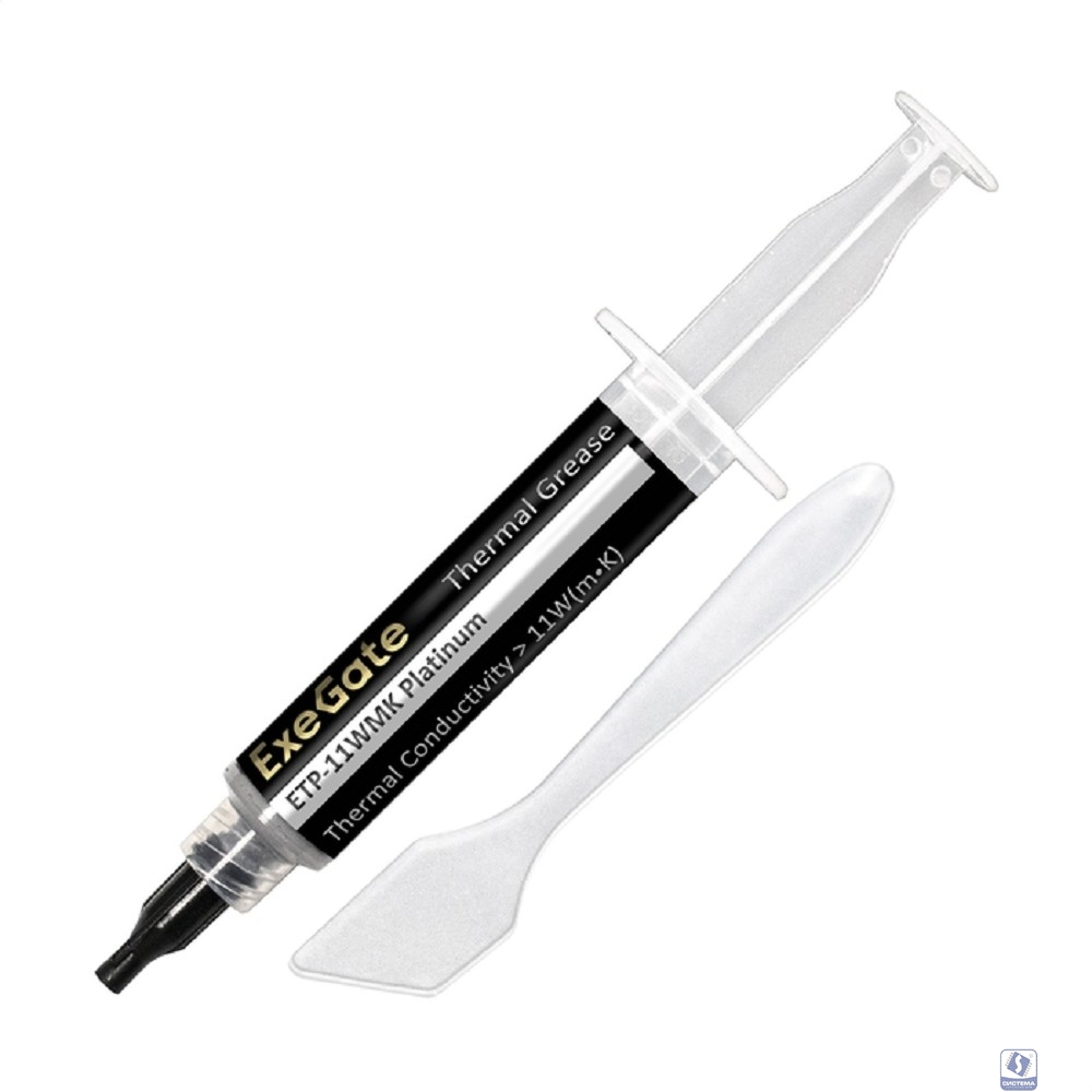 Exegate EX293372RUS Термопаста ExeGate ETP-11WMK Platinum (11 Вт/(м•К), 8г, шприц с лопаткой)