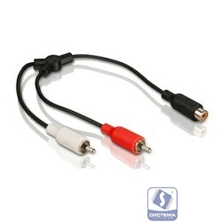 Telecom Кабель-разветвитель(TAV4355-0.2M) 1RCA (F) - 2RCA (M) [6926123462324]