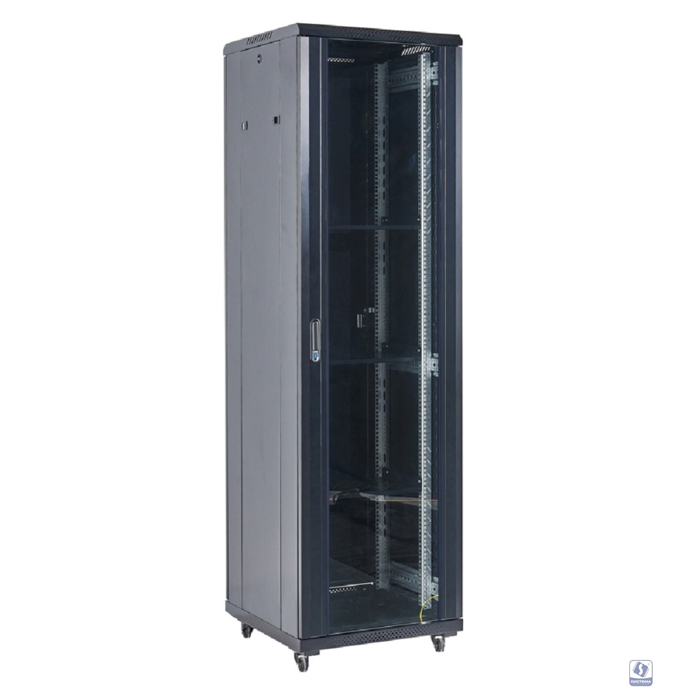 Rexant (04-1866-212) Напольный шкаф 19" 18U 600х600х987 (ШхГхВ), дверь стекло, металлическая задняя дверь, боковые съемные стенки, RAL 9005