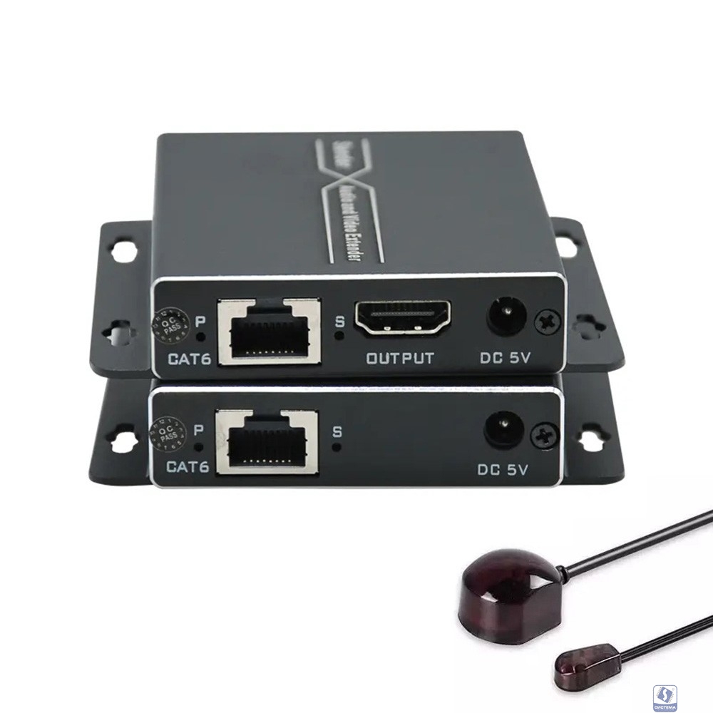 ORIENT VE045IR-2.0, HDMI 4K extender (Tx+Rx), активный удлинитель до 60 м по витой паре Cat6, HDMI 2.0, 4K@60Hz, HDCP2.2, дополнительный выход HDMI, передача ИК (33167)