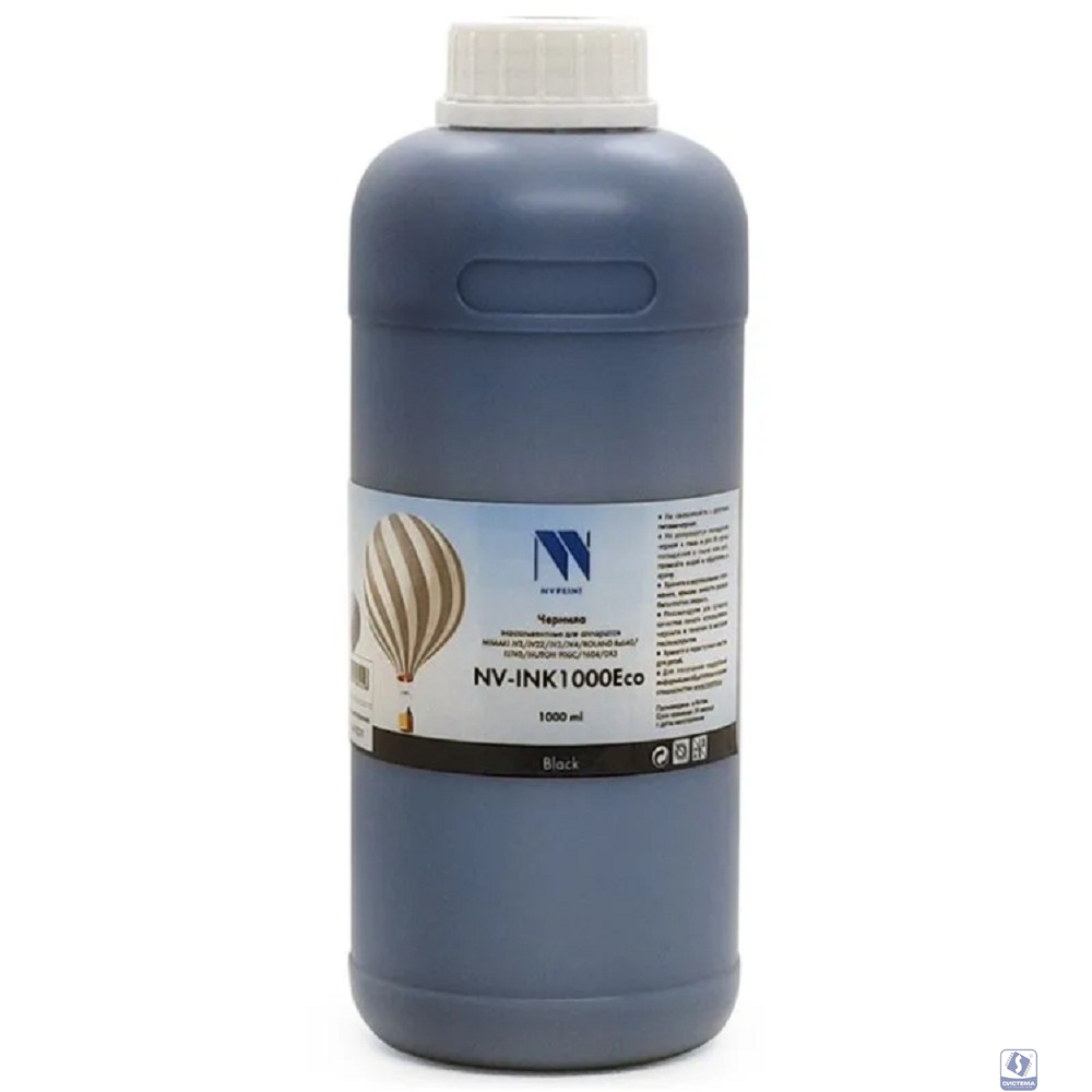 Чернила NV PRINT экосольвентные NV-INK1000BkEco для аппаратов Epson, Mimaki, Mutoh, Roland (1000ml) Black