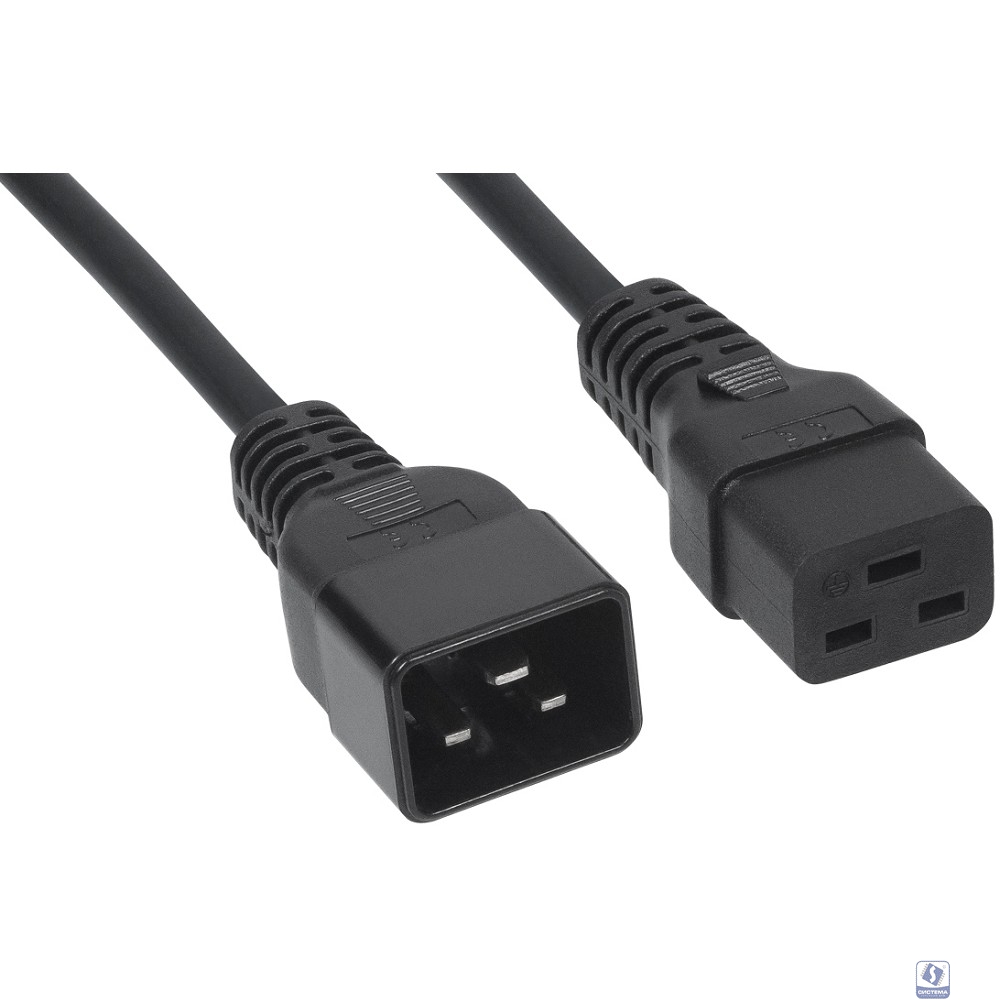 Кабель питания Filum FL-PC-C19/C20-C-3.0-BK ПВС-АП 3x1.5 С19  - C20, 220/250В, 16А, чёрный, 3м (845732)