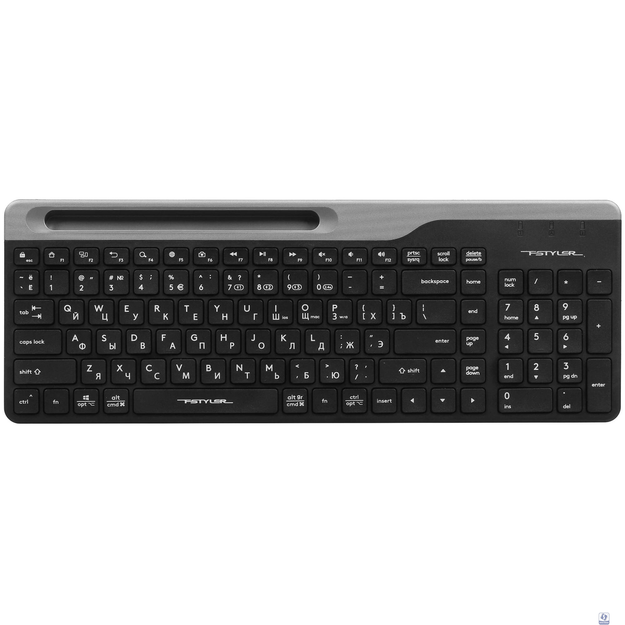 Клавиатура A4Tech Fstyler FBK25 черный/серый USB беспроводная BT/Radio slim Multimedia