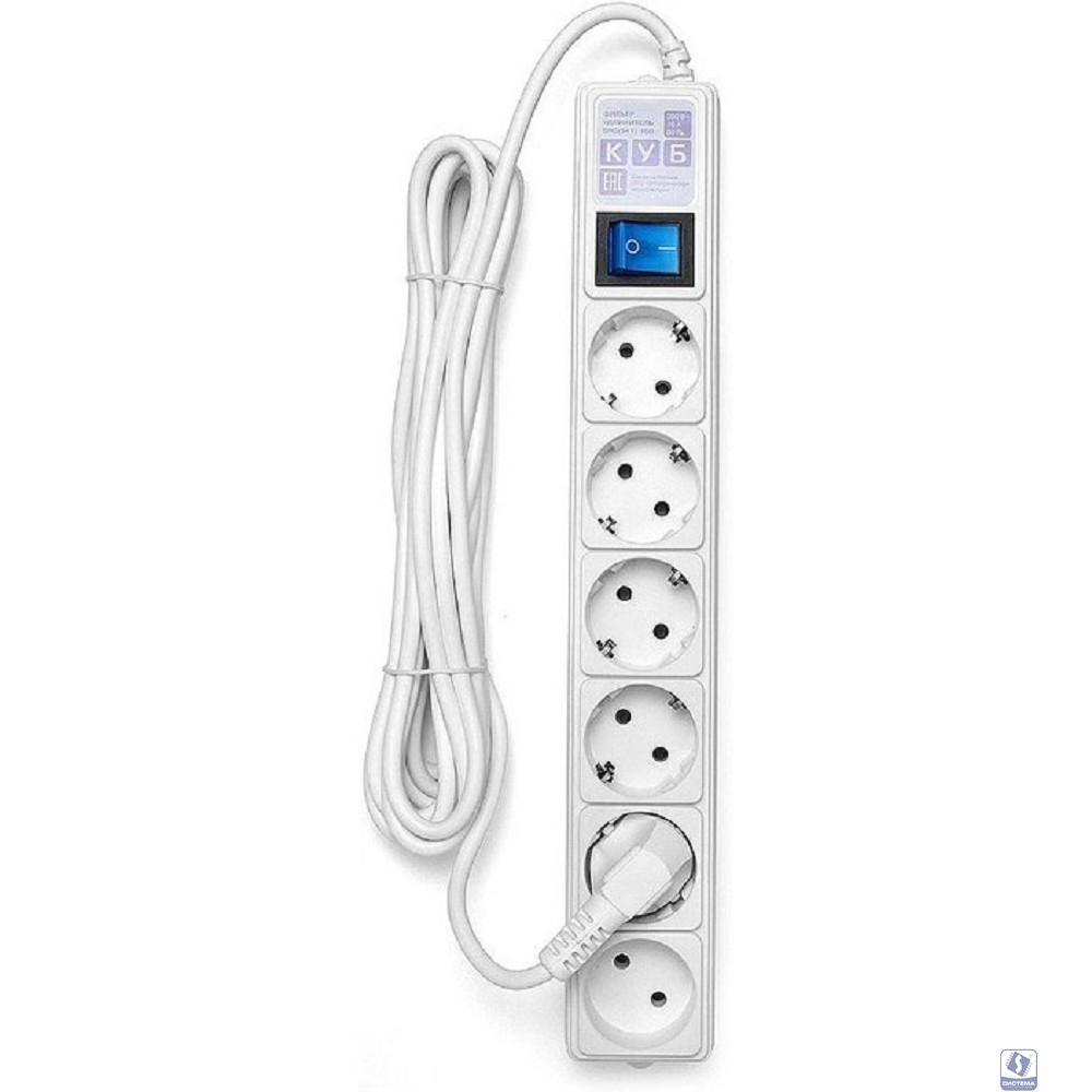 Power Cube Фильтр-удлинитель white (1,9 м, 6 розеток, 16А/3,5кВт) (SPG(5+1)-16B-1,9М) 